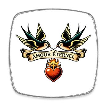 Amour Éternel Ailes et Cœur - Magnet carré - blanc - Devant