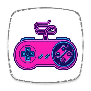 Retro-Pink-Neon-Controller - Viereckiger Kühlschrankmagnet - Weiß - Vorne