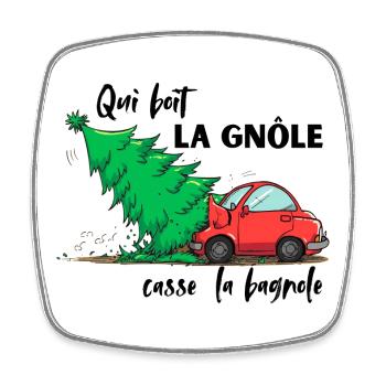 QUI_BOIT_LA_GNOLE_CASSE THE CAR - Square fridge magnet - white - Front