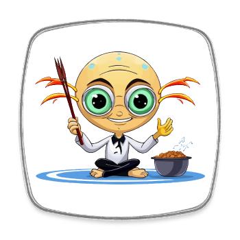 Zen Extraterrestrial Meditator - Square fridge magnet - white - Front