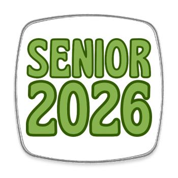 Art texte rétro vert 2026 Senior - Magnet carré - blanc - Devant