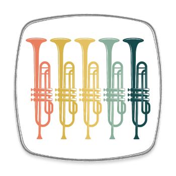 Trumpets Retro Vintage - Square fridge magnet - white - Front