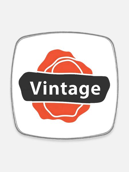 Vintage Art Old School Retro - Square fridge magnet - white