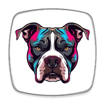 Neon Pitbull Portrait - Square fridge magnet - white - Front