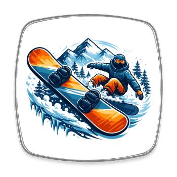 Snowboarder in Action – Winter Sport Design - Viereckiger Kühlschrankmagnet - Weiß - Vorne