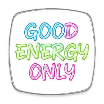 Neon Schriftzug Gute Energie Nur - Viereckiger Kühlschrankmagnet - Weiß - Vorne