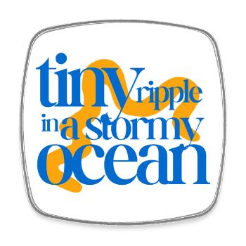 Tiny ripple in a stormy ocean (orange background) - Square fridge magnet - white - Front