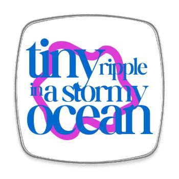 Tiny ripple in a stormy ocean (pink background) - Square fridge magnet - white - Front