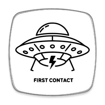 UFO First Contact Alien Blitz Vektor - Viereckiger Kühlschrankmagnet - Weiß - Vorne