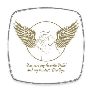 Pug Dog Cloud Angel Wings Farewell Mourning - Square fridge magnet - white - Front