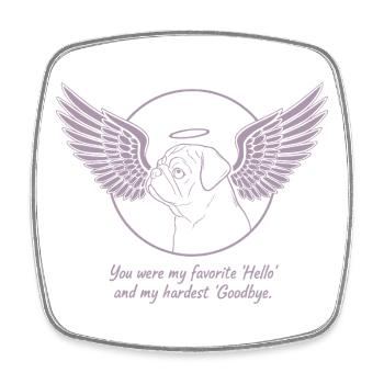 Pug Dog Cloud Angel Wings Farewell Mourning - Square fridge magnet - white - Front