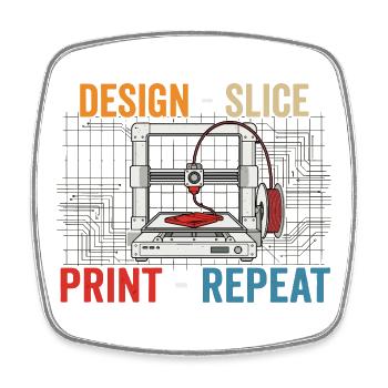 3D-Druck Evolution – Design Slice Print Repeat - Viereckiger Kühlschrankmagnet - Weiß - Vorne