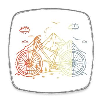 Mountain Biking Sketch Vintage Style - Square fridge magnet - white - Front