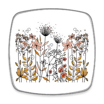 Blumen - Viereckiger Kühlschrankmagnet - Weiß - Vorne