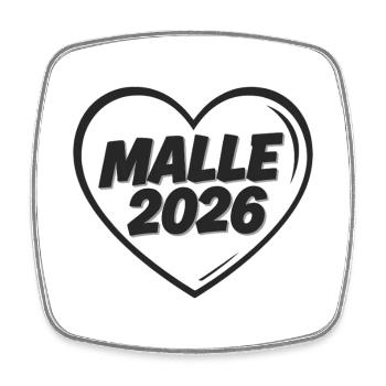 MALLE 2026 Party holiday in the heart - Square fridge magnet - white - Front