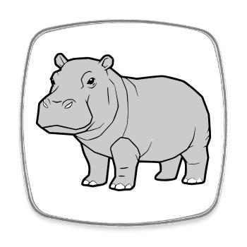Hippopotamus Standing Comic Animal Zoo - Square fridge magnet - white - Front