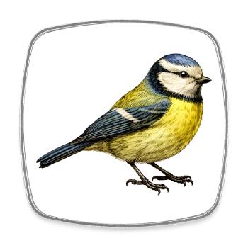 Blaumeise Illustration – Kleiner Vogel Naturmotiv - Viereckiger Kühlschrankmagnet - Weiß - Vorne
