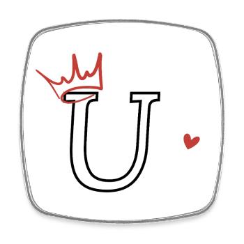 Letter u crown heart - Square fridge magnet - white - Front