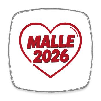 MALLE 2026 Party holiday in the heart - Square fridge magnet - white - Front