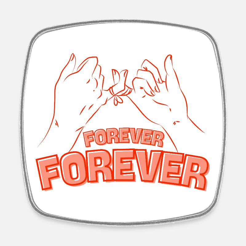 Forever Friendship – Hands Connect Hearts - Square fridge magnet - white
