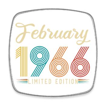 60e Anniversaire Février 1966 60 ans Vintage Rétro - Magnet carré - blanc - Devant