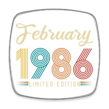 40e Anniversaire Février 1986 40 ans Vintage Rétro - Magnet carré - blanc - Devant