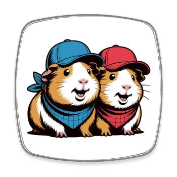 Deux sélections en duo Cochons d’Inde - Magnet carré - blanc - Devant