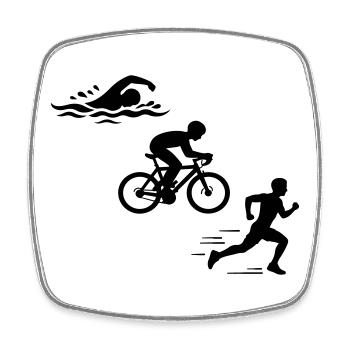 Triathlon Silhouette Triathlete - Magnet carré - blanc - Devant