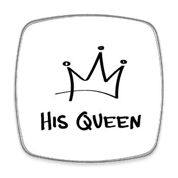 His Queen – Her King Minimalistisches Partnermotiv - Viereckiger Kühlschrankmagnet - Weiß - Vorne