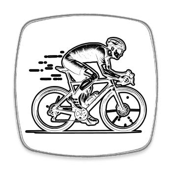 Motif emblématique du vélo de route - Magnet carré - blanc - Devant