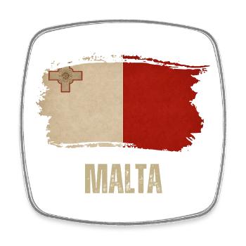Drapeau grunge maltais, j’adore Malte - Magnet carré - blanc - Devant