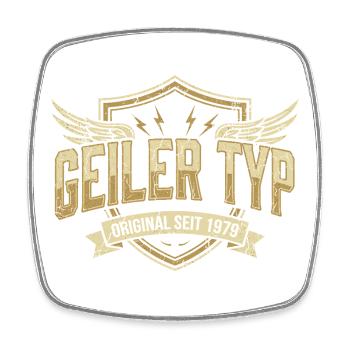 Geiler Typ 1979 – Geburtstag Vintage Wappen - Viereckiger Kühlschrankmagnet - Weiß - Vorne
