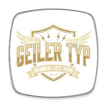 Geiler Typ 1986 – Geburtstag Vintage Wappen - Viereckiger Kühlschrankmagnet - Weiß - Vorne