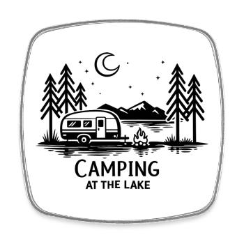 Mondnacht Camping im Wald - Viereckiger Kühlschrankmagnet - Weiß - Vorne