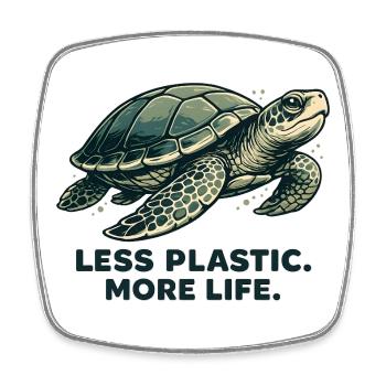 Less Plastic More Life Turtles Design - Square fridge magnet - white - Front