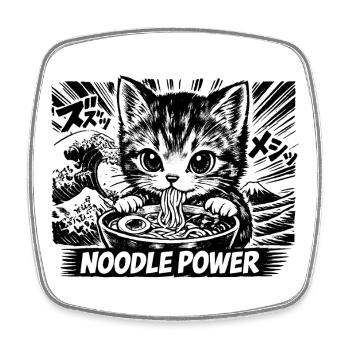 Kawaii Neko Ramen Cat Noodle Anime - Viereckiger Kühlschrankmagnet - Weiß - Vorne