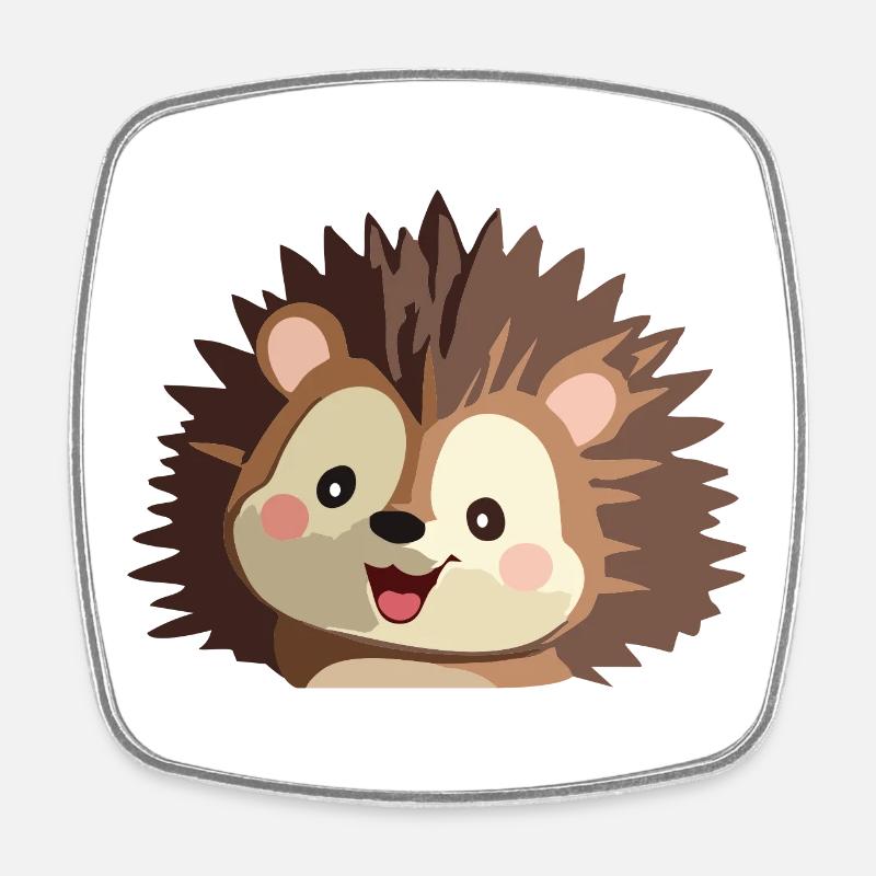 Cuddly hedgehog graphic - Square fridge magnet - white
