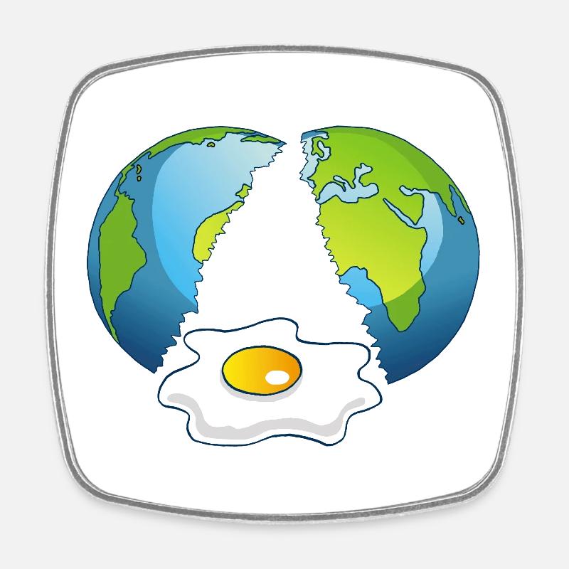 Planet Earth is an egg - Square fridge magnet - white