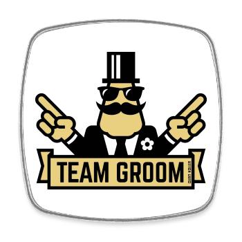 Team Groom (Pointing Stag Night Bachelor Party 3C) - Square fridge magnet - white - Front