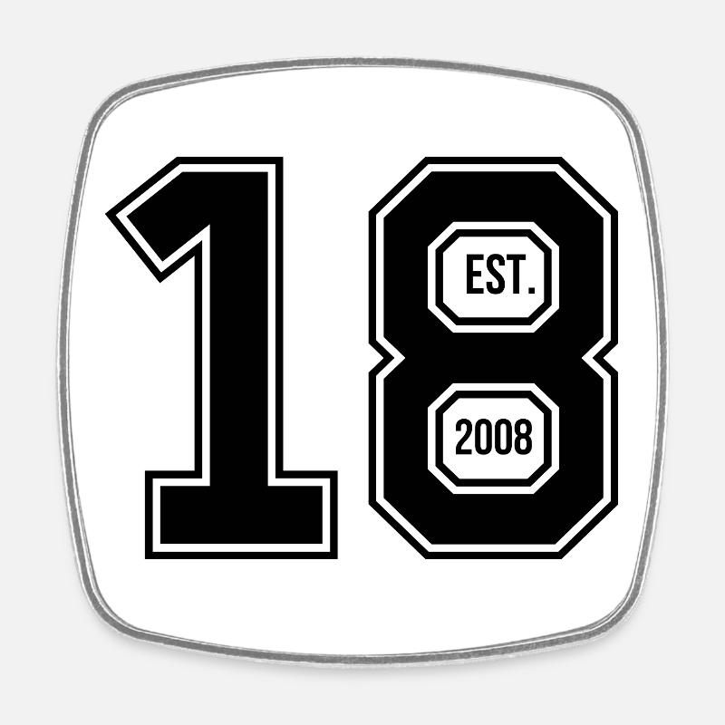 EIGHTEEN - EST. 2008 - Square fridge magnet - white