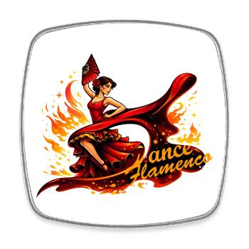 Flamenco dancer with fire and fan - Square fridge magnet - white - Front