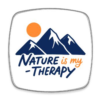 Nature is my Therapy Mountains for Hikers - Square fridge magnet - white - Front