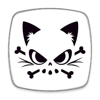 Cats Skull | Minimal Skull & Bones motif - Square fridge magnet - white - Front