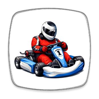 Go-Kart Rennfahrer Illustration - Viereckiger Kühlschrankmagnet - Weiß - Vorne
