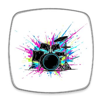 Drums colorful - Square fridge magnet - white - Front