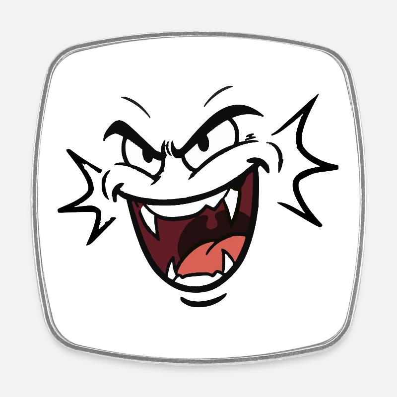 Lustiges Vampir Gesicht Lachmuster comic - Viereckiger Kühlschrankmagnet - Weiß