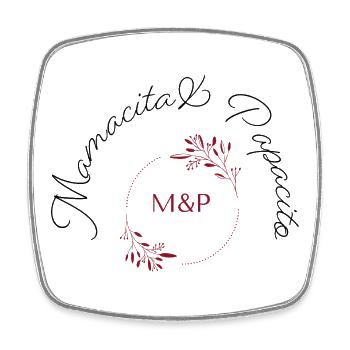 M&P Floral Monogram Circle - Square fridge magnet - white - Front