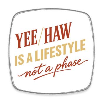 Lustiges Pronomen Yee Haw T-shirt Cowboy Humor - Viereckiger Kühlschrankmagnet - Weiß - Vorne