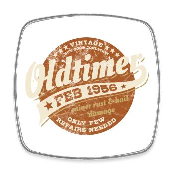 Vintage Car February 1956 - Birthday - Gift - Square fridge magnet - white - Front