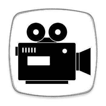 Caméra de cinéma - Magnet carré - blanc - Devant